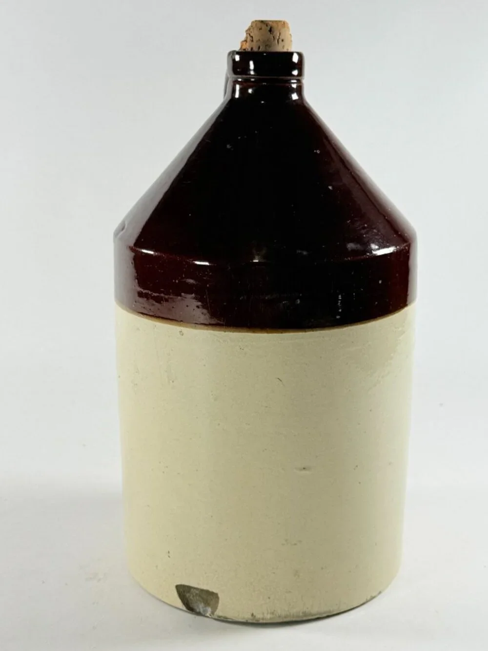 Vintage R.C.P. Co Akron Ohio Stoneware Whiskey Jug Two Tone Brown Crock